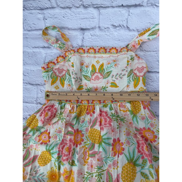 Rachel Zoe Floral Pineapple Smocked Embroidered Tiered Maxi Dress Womens Size 4 - Picture 11 of 14